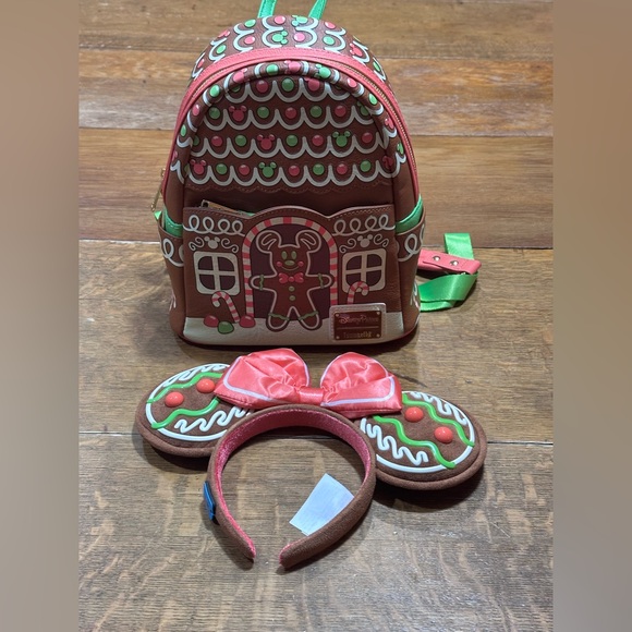 Disney Handbags - Disney Parks Mickey Mouse Gingerbread‎ Loungefly Mini Backpack ears Disney Eats